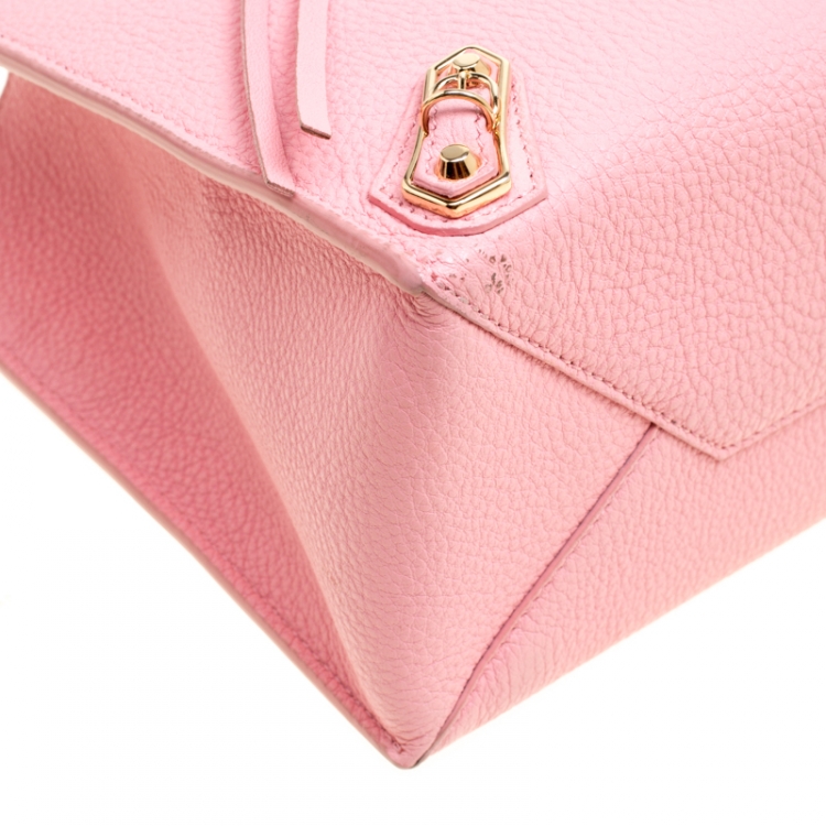 Pre Owned Balenciaga Pink Leather Mini Metallic Papier A4 Top Handle Bag