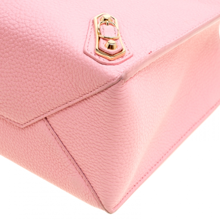 Pre Owned Balenciaga Pink Leather Mini Metallic Papier A4 Top Handle Bag