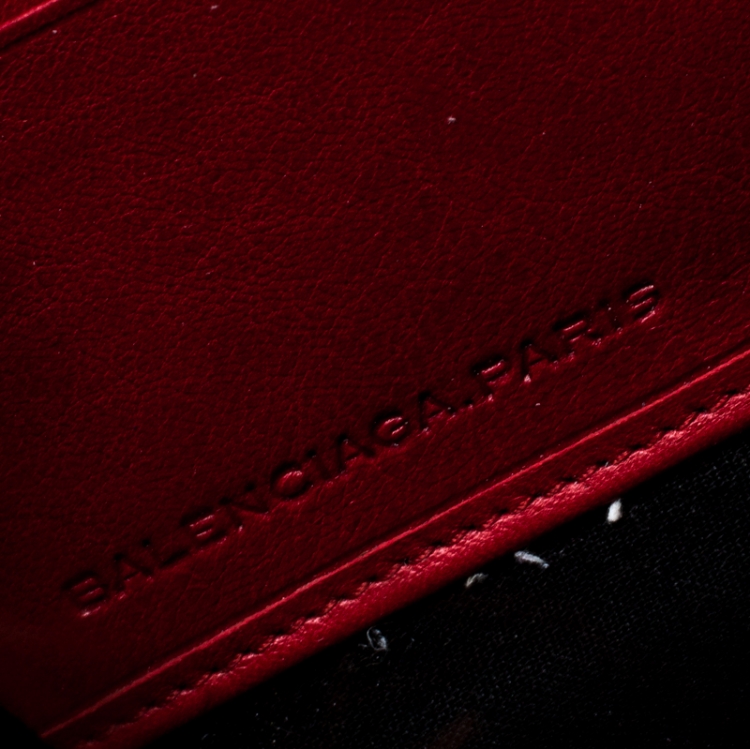 Pre Owned Balenciaga Red Leather Continental Zip Around Wallet