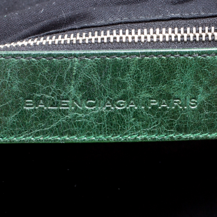 Pre Owned Balenciaga Green Quilted Leather Bowling Satchel
