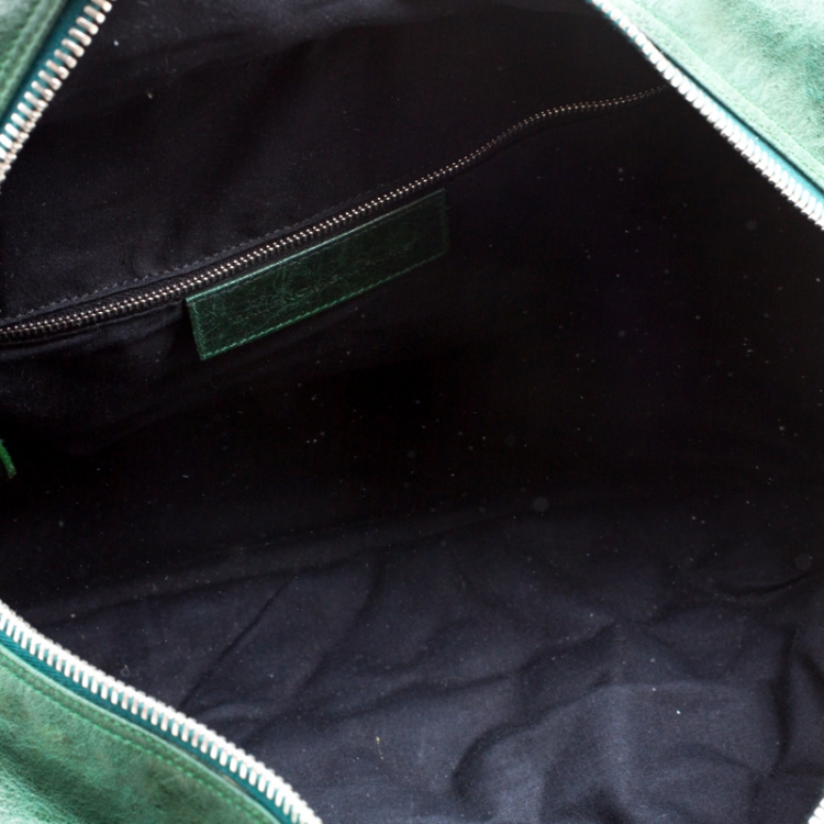 Pre Owned Balenciaga Green Quilted Leather Bowling Satchel