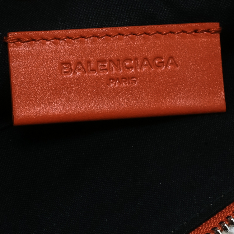 Pre Owned Balenciaga Orange Leather Valentine's Day Essential Pouch