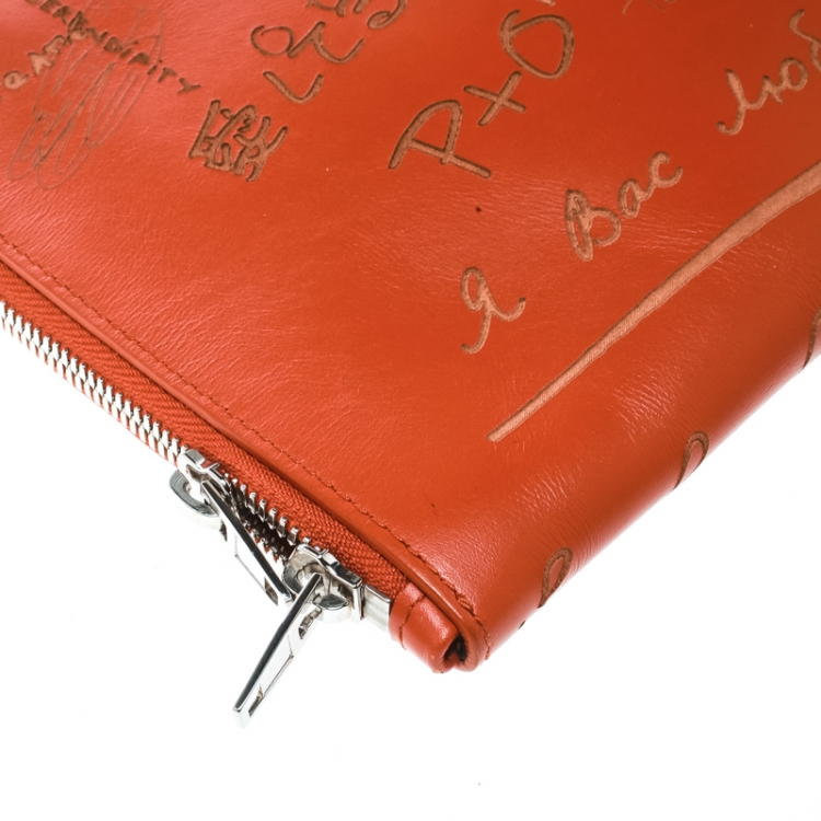Pre Owned Balenciaga Orange Leather Valentine's Day Essential Pouch