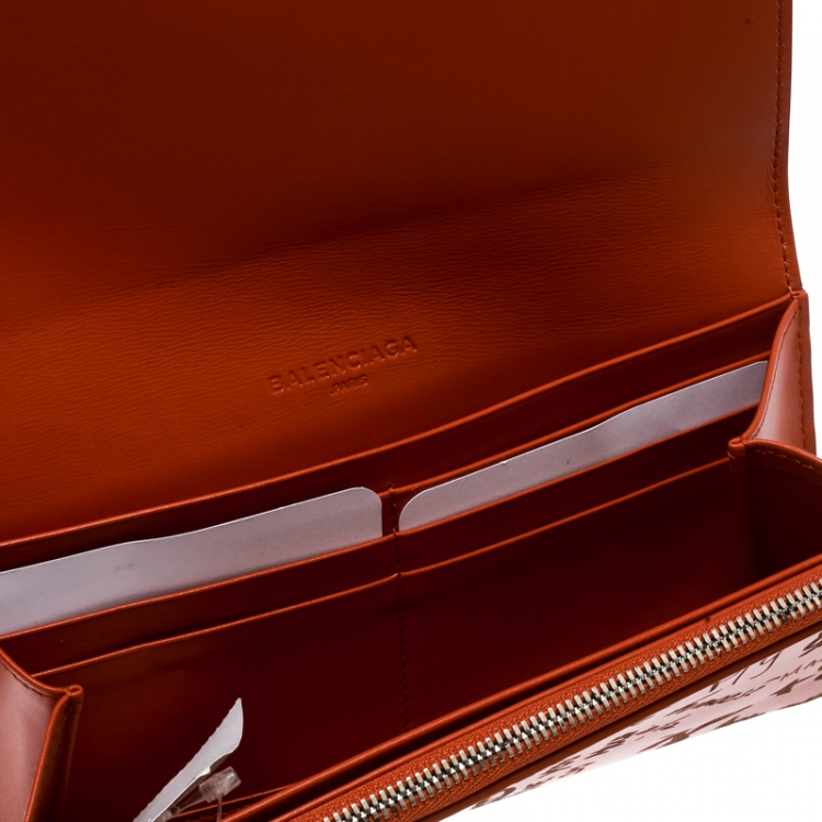 Pre Owned Balenciaga Copper Leather Valentine's Day Essential Continental Wallet