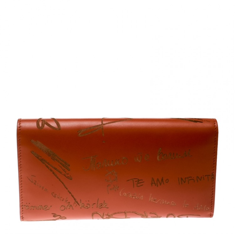 Pre Owned Balenciaga Copper Leather Valentine's Day Essential Continental Wallet