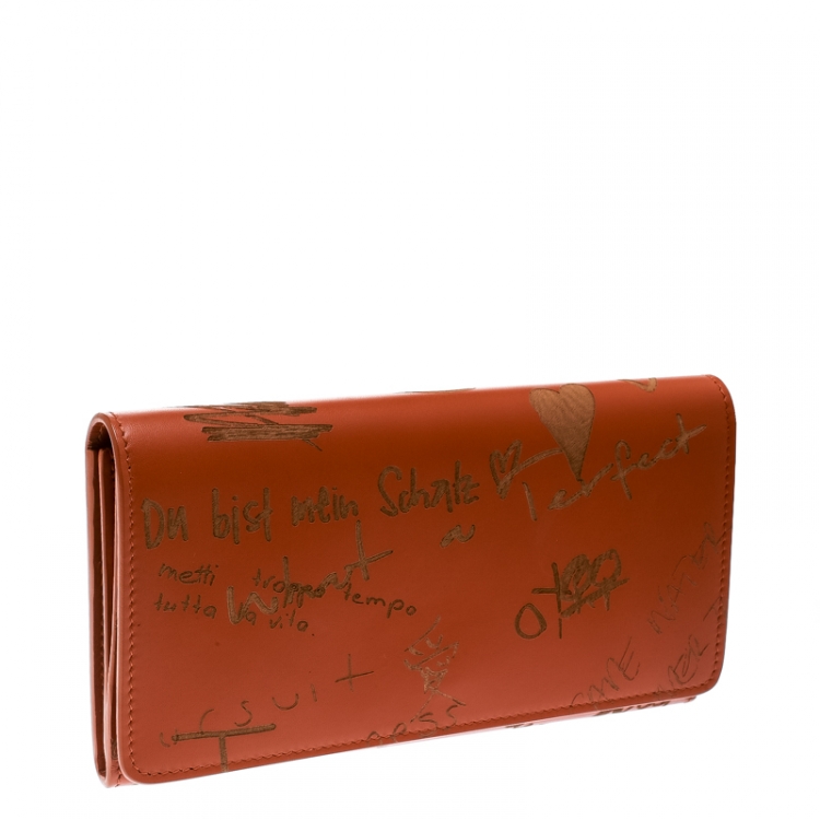 Pre Owned Balenciaga Copper Leather Valentine's Day Essential Continental Wallet