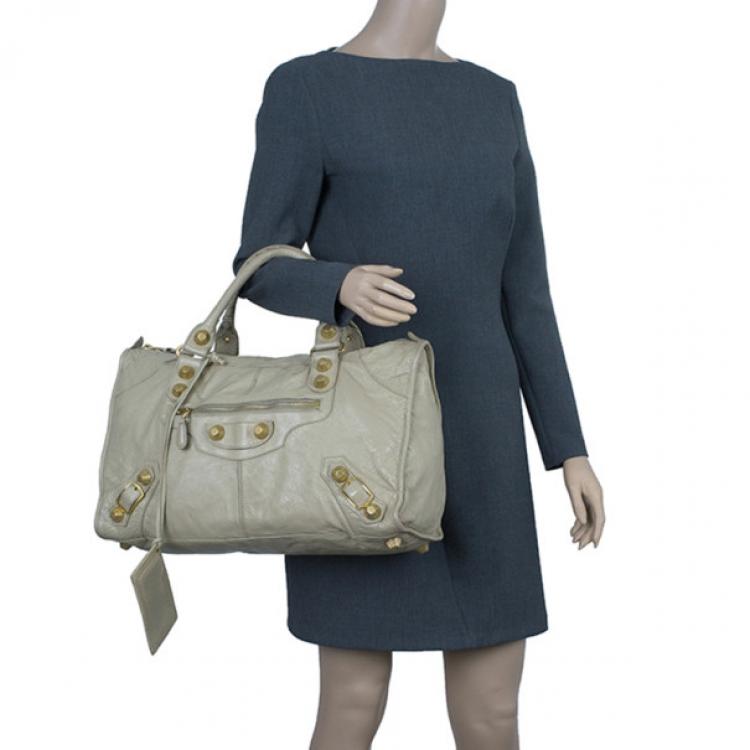 Pre Owned Balenciaga Beige Lambskin Giant Work Bag