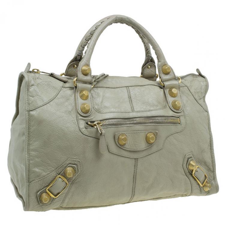 Pre Owned Balenciaga Beige Lambskin Giant Work Bag