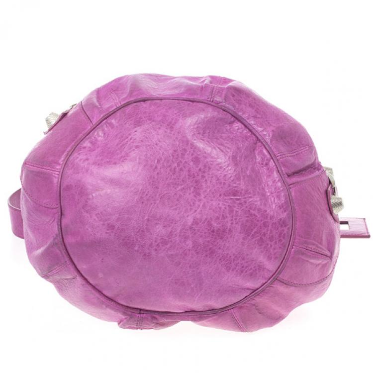 Pre Owned Balenciaga Purple Lambskin Giant Pompon
