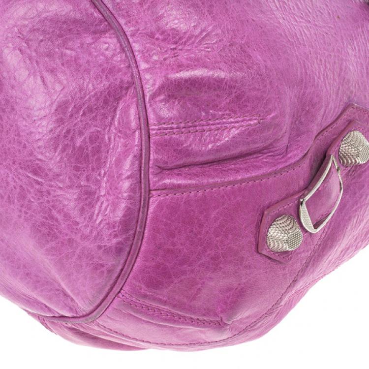 Pre Owned Balenciaga Purple Lambskin Giant Pompon