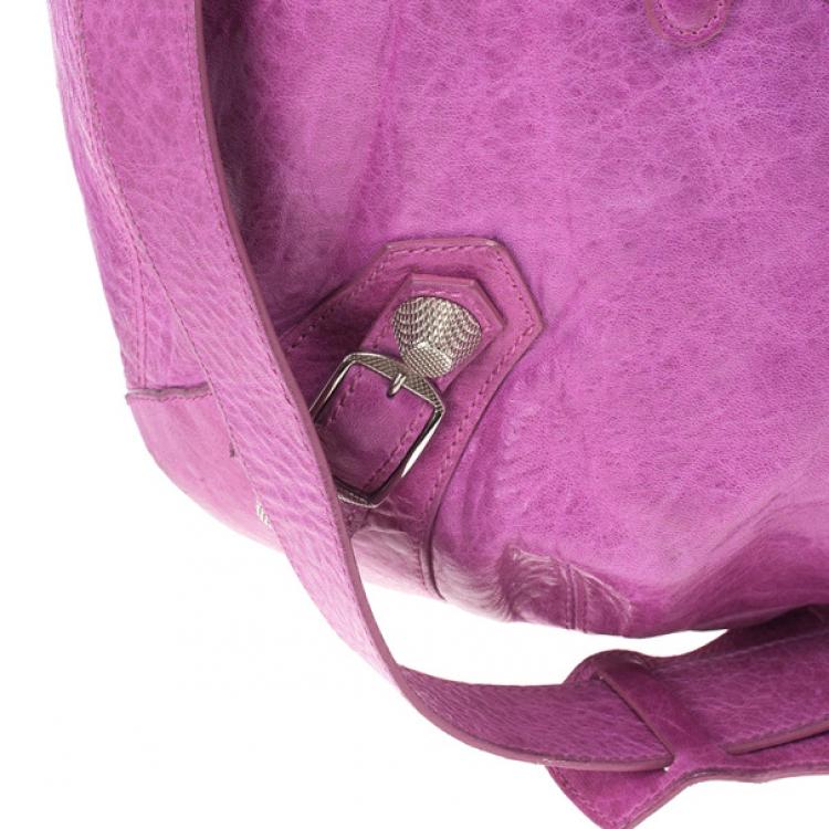 Pre Owned Balenciaga Purple Lambskin Giant Pompon