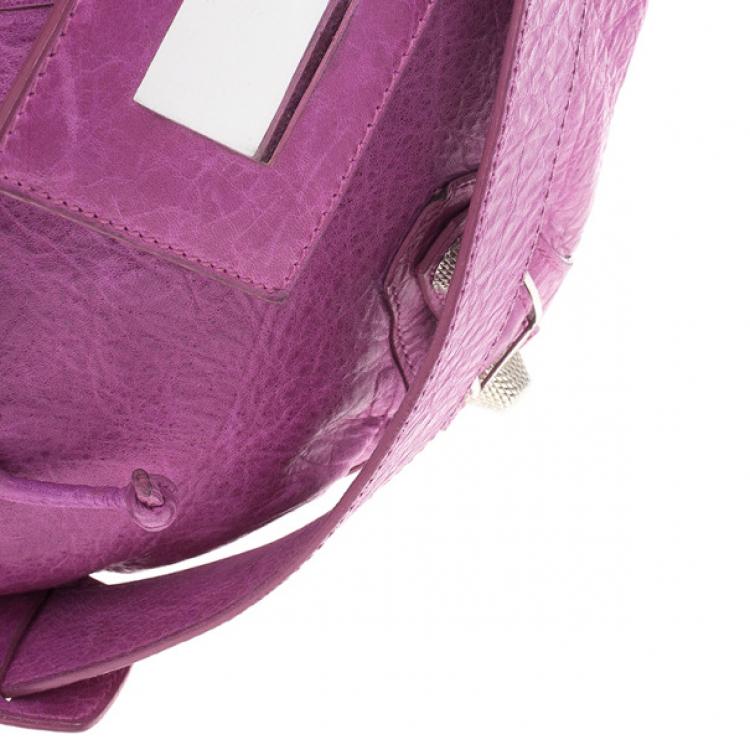 Pre Owned Balenciaga Purple Lambskin Giant Pompon