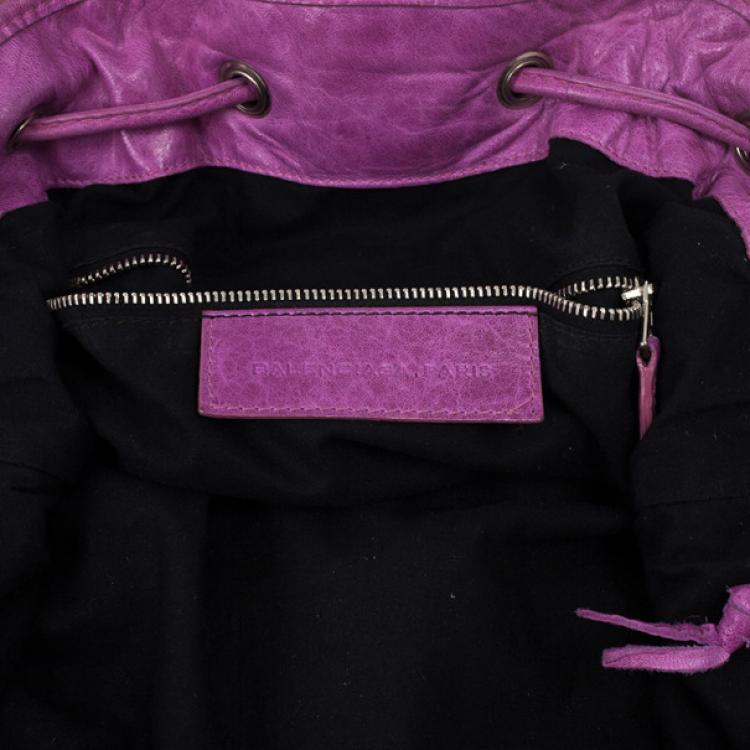 Pre Owned Balenciaga Purple Lambskin Giant Pompon