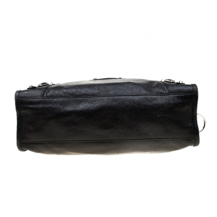 Pre Owned Balenciaga Black Leather City Silver Hardware Top Handle Bag