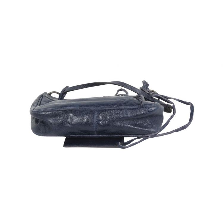 Pre Owned Balenciaga Navy Blue Mini City Clutch Bag 