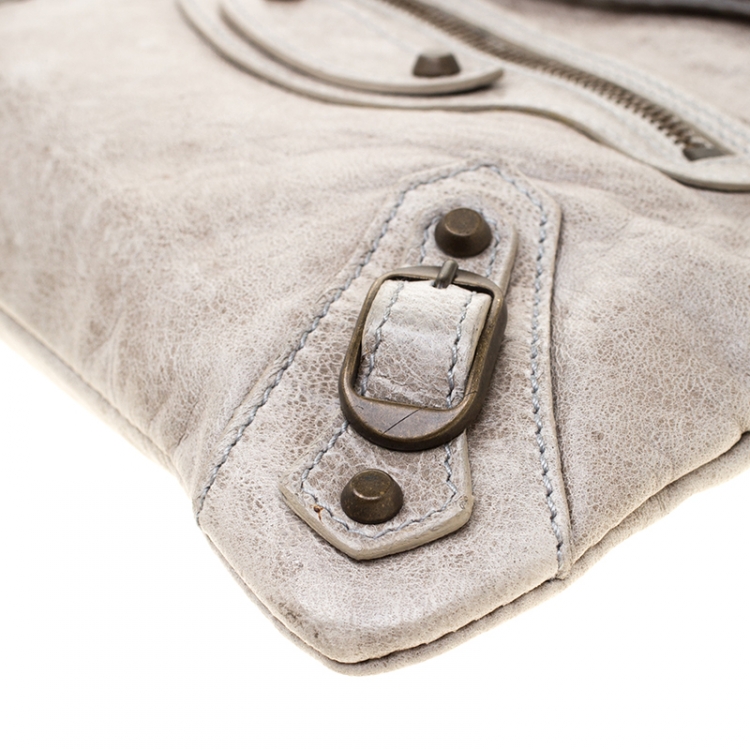 Pre Owned Balenciaga Grey Leather Pouch