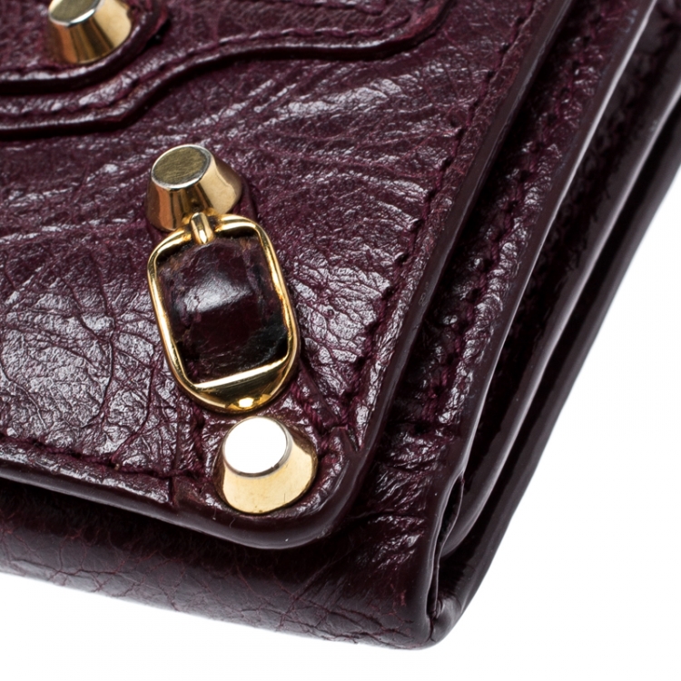 Pre Owned Balenciaga Grenat Leather City Wallet