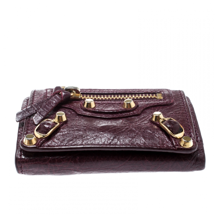 Pre Owned Balenciaga Grenat Leather City Wallet