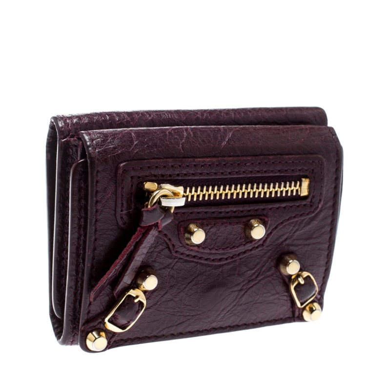 Pre Owned Balenciaga Grenat Leather City Wallet