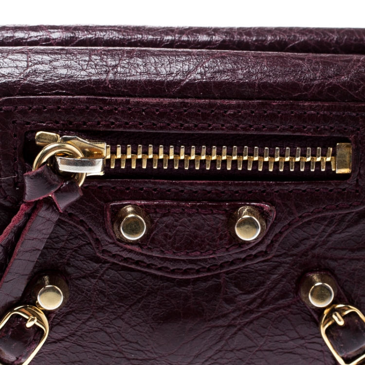 Pre Owned Balenciaga Grenat Leather City Wallet