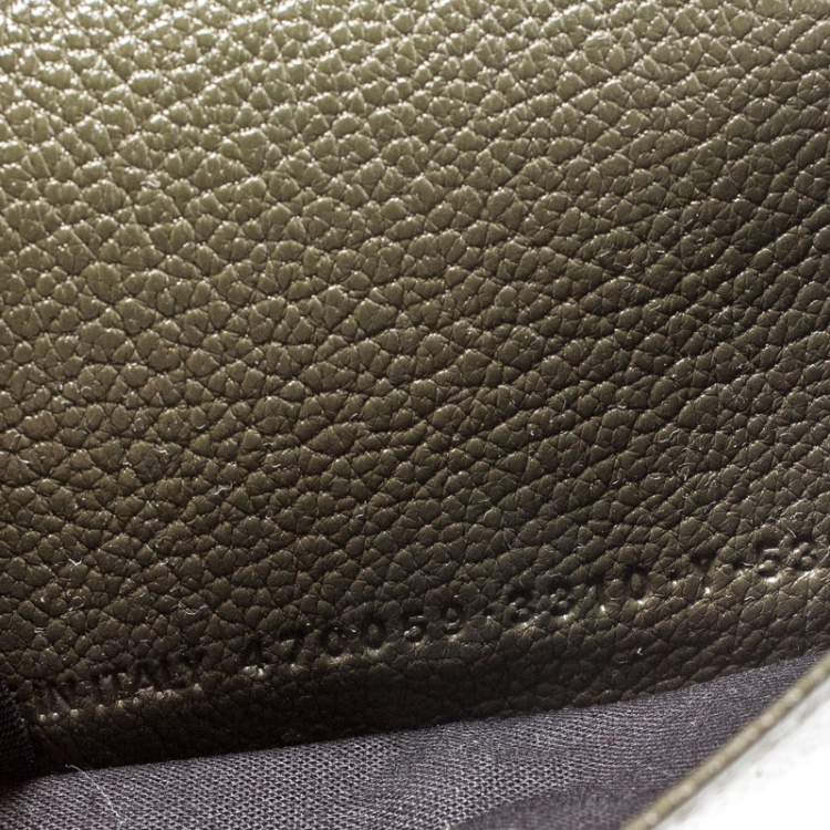 Pre Owned Balenciaga Olive Green Leather Mini Arena Wallet