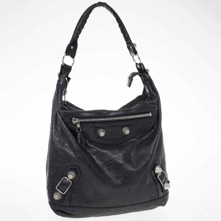 Pre Owned Balenciaga Black Lambskin Giant Day