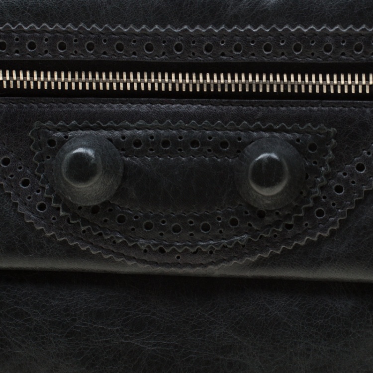Pre Owned Balenciaga Anthracite Leather CGH Envelope Clutch