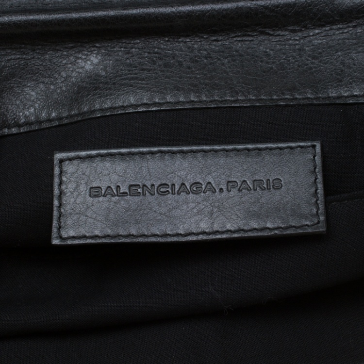 Pre Owned Balenciaga Anthracite Leather CGH Envelope Clutch