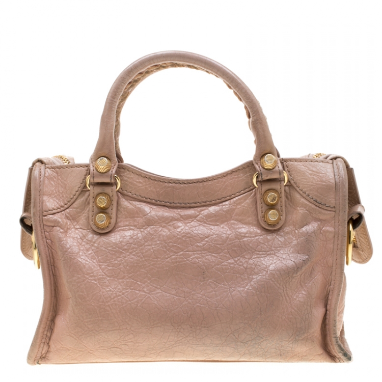 Pre Owned  Balenciaga Beige Leather Mini Classic Edge City Bag