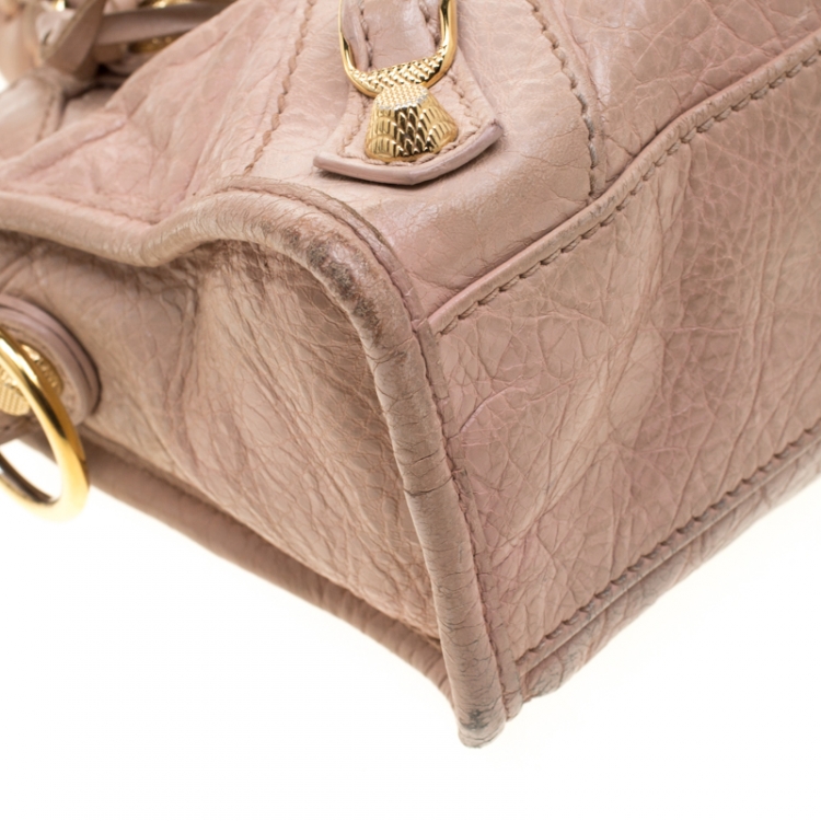 Pre Owned  Balenciaga Beige Leather Mini Classic Edge City Bag