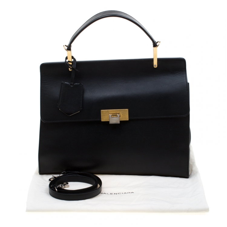 Pre Owned Balenciaga Black Leather Le Dix Cartable Top Handle Bag