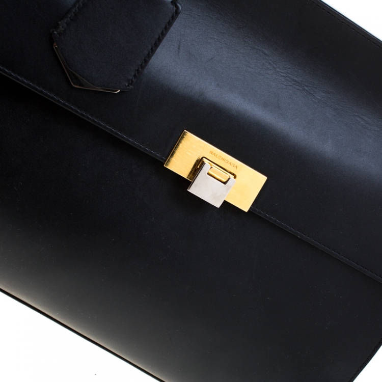 Pre Owned Balenciaga Black Leather Le Dix Cartable Top Handle Bag