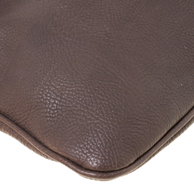 Pre Owned Balenciaga Dark Grey Leather Tube Clutch