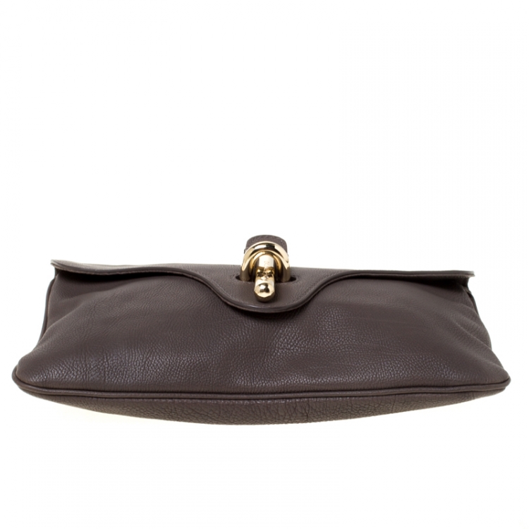 Pre Owned Balenciaga Dark Grey Leather Tube Clutch