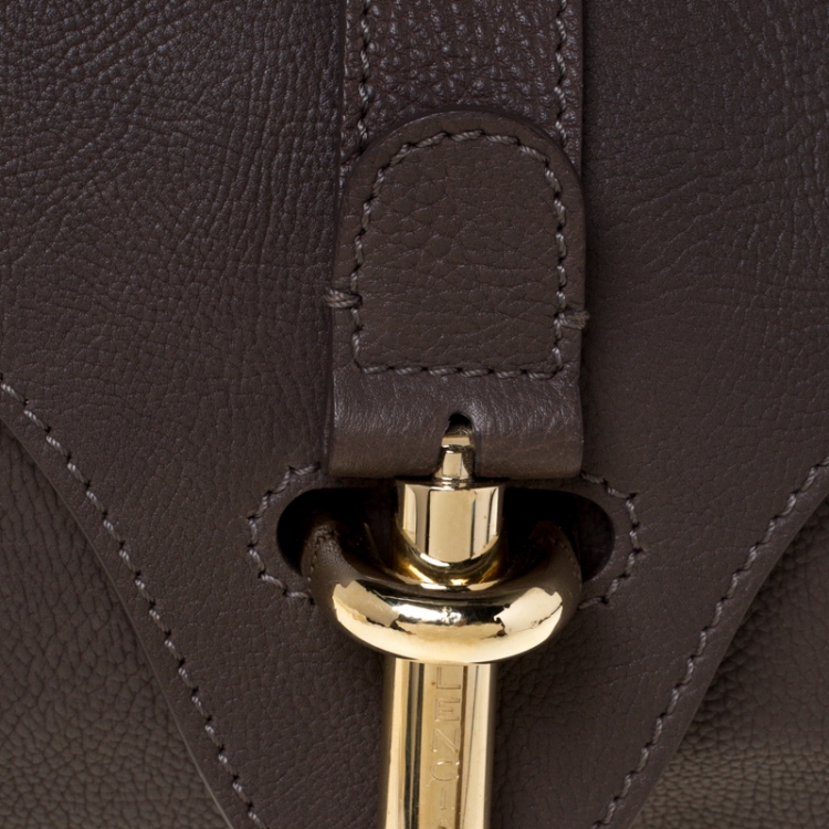 Pre Owned Balenciaga Dark Grey Leather Tube Clutch