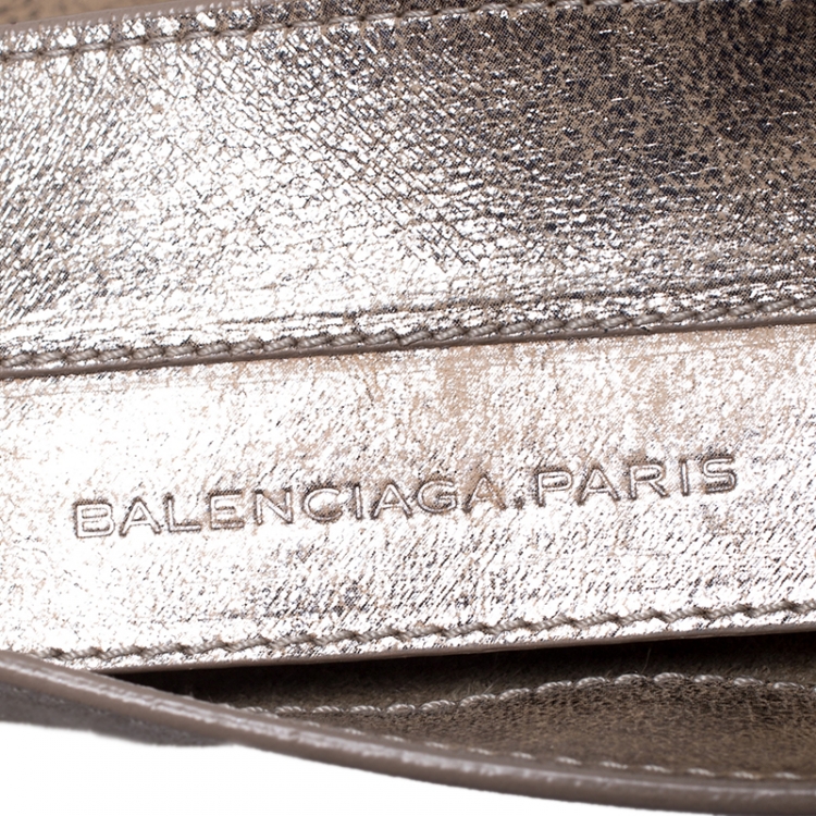 Pre Owned Balenciaga Metallic Beige Papier Messenger Bag