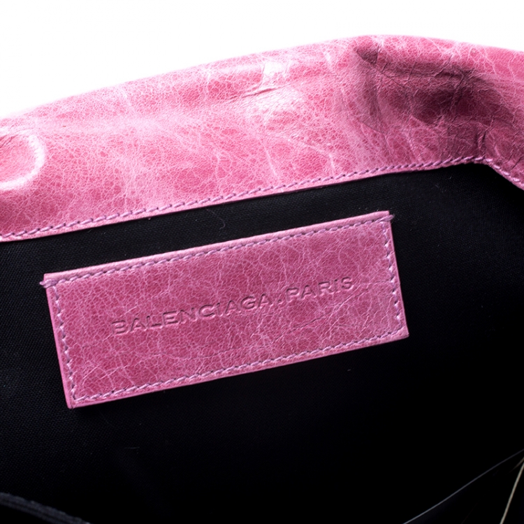 Pre Owned Balenciaga Pink Leather Giant Envelope Flap Clutch