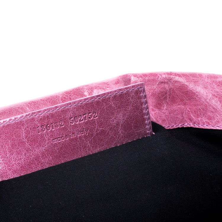 Pre Owned Balenciaga Pink Leather Giant Envelope Flap Clutch