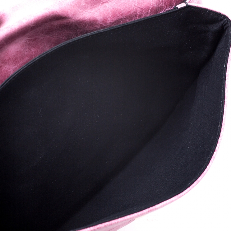 Pre Owned Balenciaga Pink Leather Giant Envelope Flap Clutch