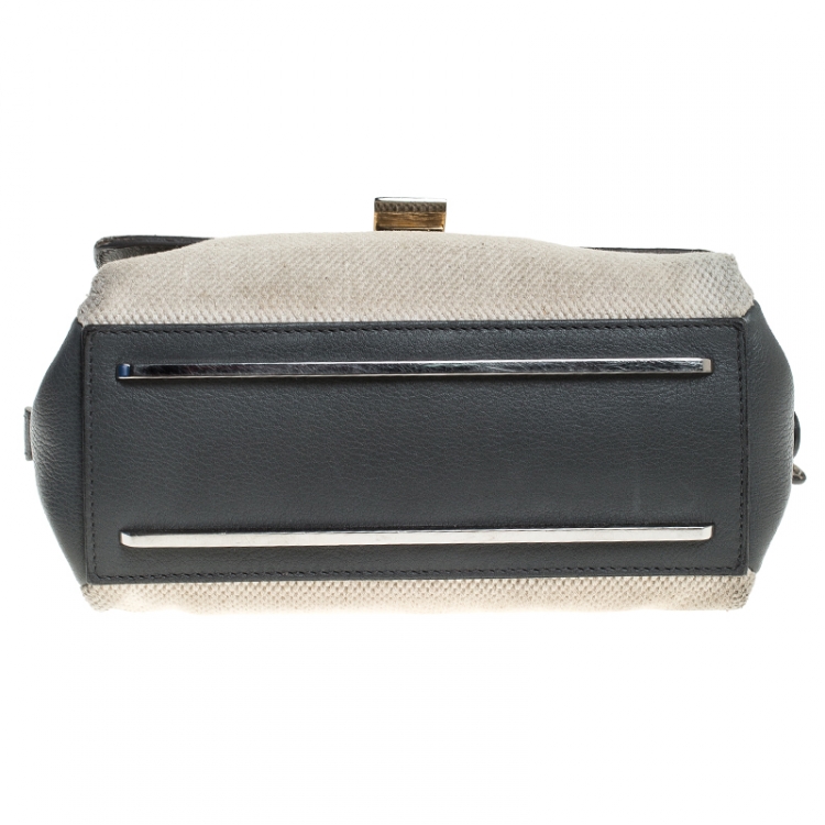 Pre Owned Balenciaga Multicolor Lizard/Canvas and Leather Le Dix Cartable Top Handle Bag
