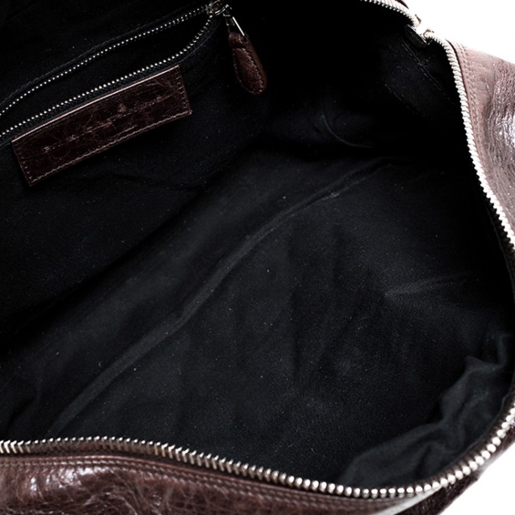 Pre Owned Balenciaga Brown Leather Motocross Classic Matelasse Bag