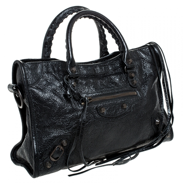 Pre Owned Balenciaga Black Leather Small Classic City Tote