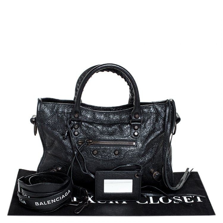 Pre Owned Balenciaga Black Leather Small Classic City Tote