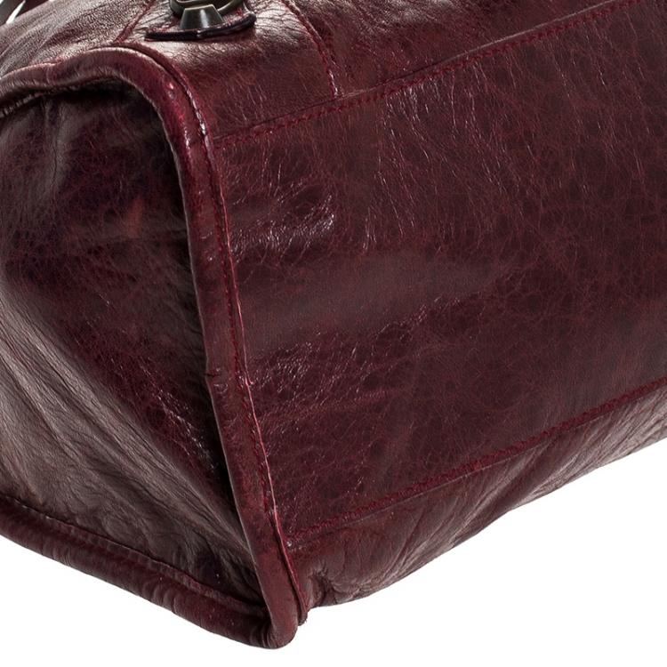 Pre Owned Balenciaga Maroon Leather Classic City Tote