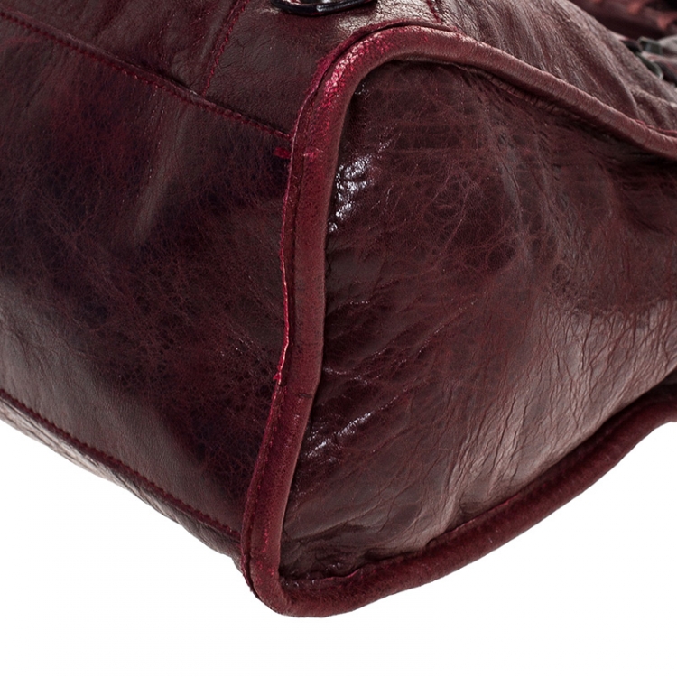 Pre Owned Balenciaga Maroon Leather Classic City Tote