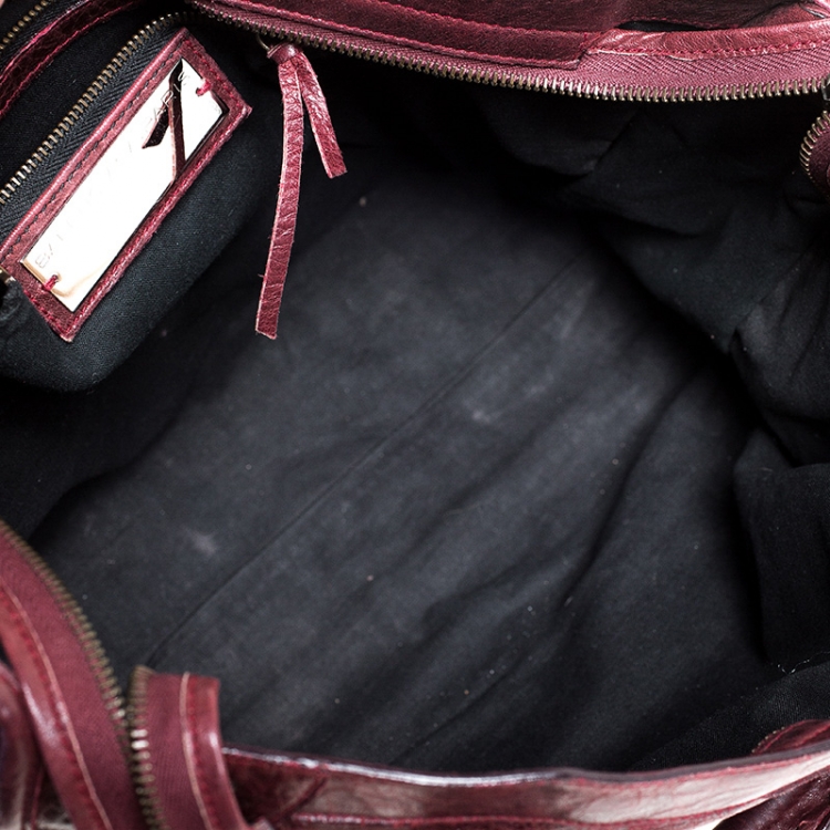 Pre Owned Balenciaga Maroon Leather Classic City Tote