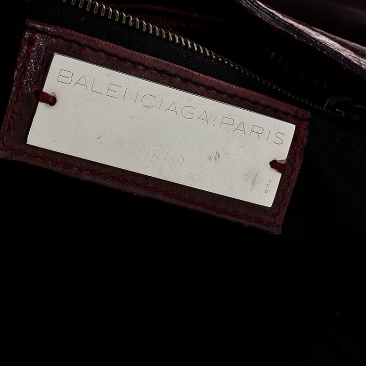 Pre Owned Balenciaga Maroon Leather Classic City Tote