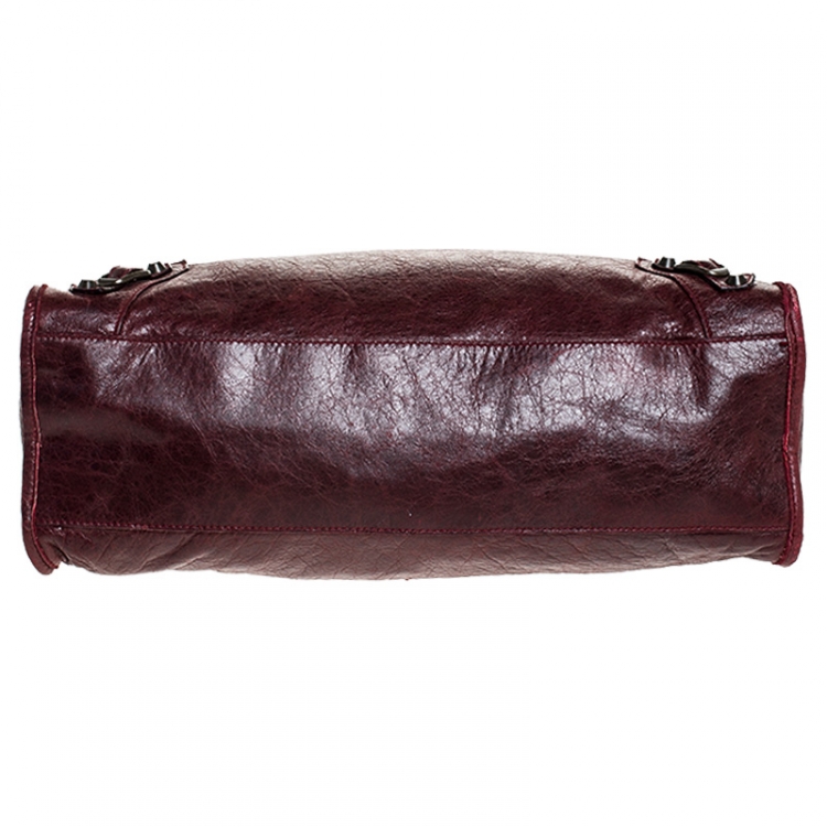 Pre Owned Balenciaga Maroon Leather Classic City Tote