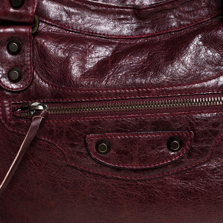 Pre Owned Balenciaga Maroon Leather Classic City Tote