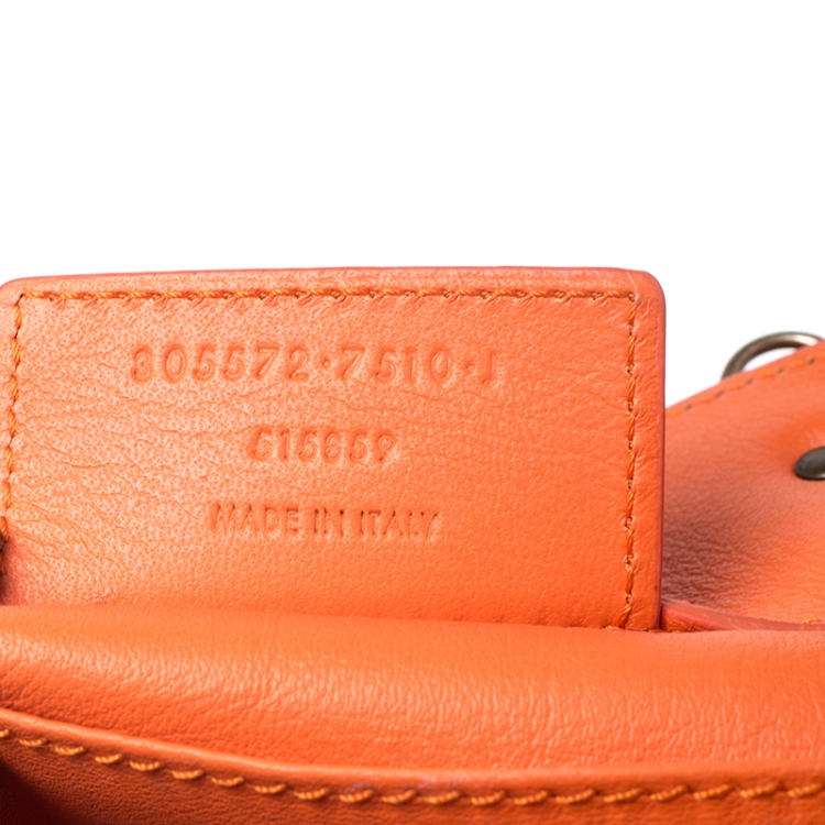 Pre Owned Balenciaga Orange Leather Mini Papier A4 Tote